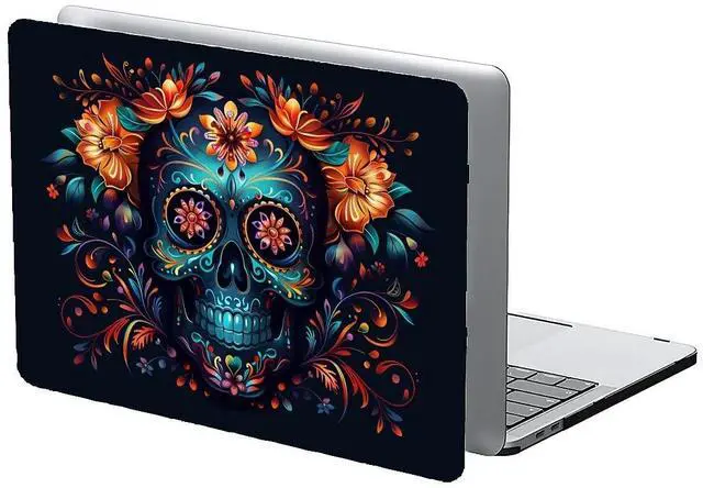 Alt view image 3 of 4 - Yicomon Compatible with MacBook Air 13 inch Case 2020 2021 M1 A2337 A2179 A1932, Plastic Hard Shell Case for Mac Air 13 with Touch ID (2018-2021) - Sugar Skull Flowers