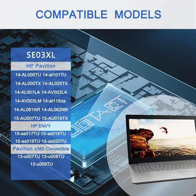 Alt view image 3 of 5 - JOTACT SE03XL Laptop Battery Compatible with HP Pavilion 14 14-AL000 14-AL125TX 14-AL136TX Series SE03041XL HSTNN-LB7G HSTNN-UB6Z TPN-Q171 849568-421 849568-541 849908-850 11.55V 41.5Wh 3615mAh