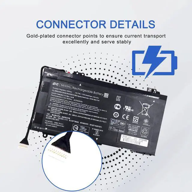 Alt view image 4 of 5 - JOTACT SE03XL Laptop Battery Compatible with HP Pavilion 14 14-AL000 14-AL125TX 14-AL136TX Series SE03041XL HSTNN-LB7G HSTNN-UB6Z TPN-Q171 849568-421 849568-541 849908-850 11.55V 41.5Wh 3615mAh