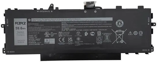 Main image of FCZFCZ GHJC5 Battery 59.6Wh 4900mAh Replacement for Dell Latitude 9420 9430 / Latitude 9420 2-in-1 / Latitude 9430 2-in-1 Series 3VV58 0JJ4XT 0VTH85 06VJ1F 09YD1V 11.55V 3-Cells (Long Wire Harness)