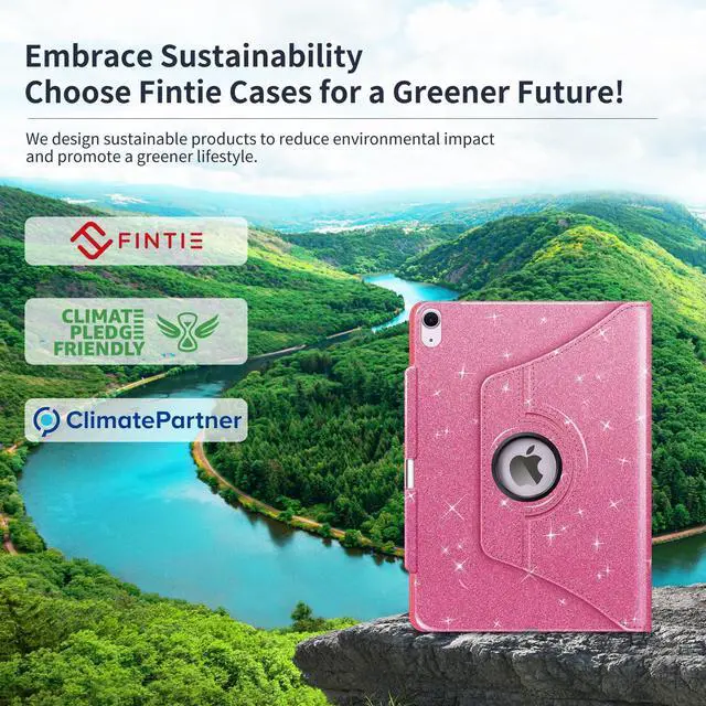 Alt view image 2 of 5 - Fintie Rotating Case for iPad Air 13-inch (M3) 2025, (M2) 2024-360 Degree Swiveling Protective Stand Cover with Pencil Holder, Auto Wake/Sleep, Glittering Pink