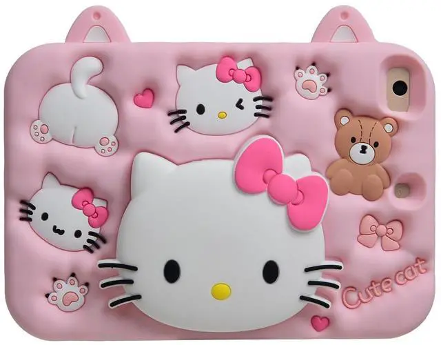 Alt view image 2 of 5 - Cartoon Case for iPad 10.9" 2022MONEHOYSY Cute Soft Silicone Kickstand [Drop Proof,Shock Proof,Anti Slip] Back Stand Cover Case for Kids Children Teens Girls Boys (Kitty-1)