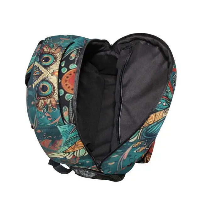Alt view image 4 of 5 - Qumton Boho Vintage Owl (10) Laptop Backpack for Women Men, Personalized College Bookbag Travel Bag Casual Daypack back packs