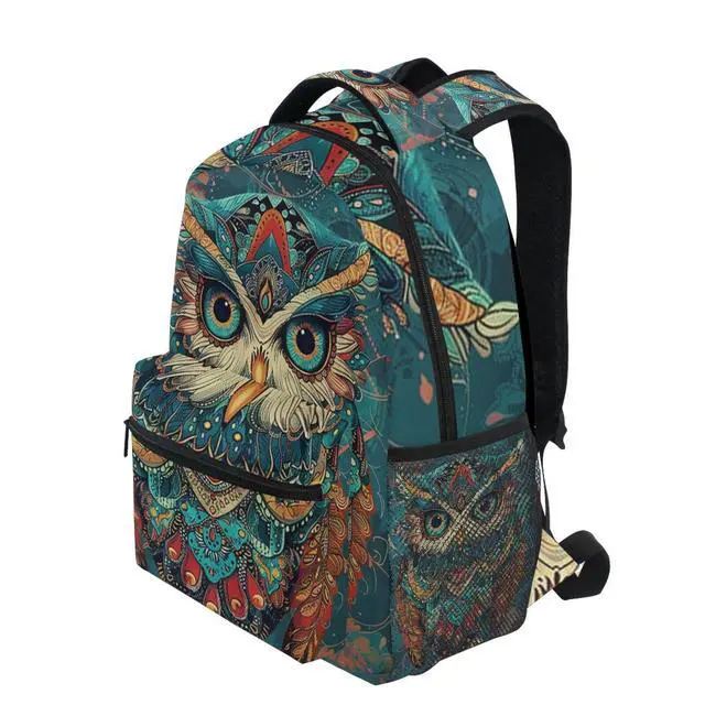 Alt view image 5 of 5 - Qumton Boho Vintage Owl (10) Laptop Backpack for Women Men, Personalized College Bookbag Travel Bag Casual Daypack back packs