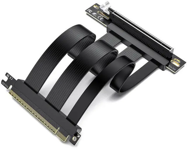 Main image of linkbolt PCIe 5.0 Riser Cable | RTX5090 RTX4090 RX9070 RX7900 GPU Ready | Compatible with PCIe 5.0/4.0 GPU | 90 Degree Right Angle for Vertical GPU Mount| Flexible PVC Gpu Riser Cable 200mm Black