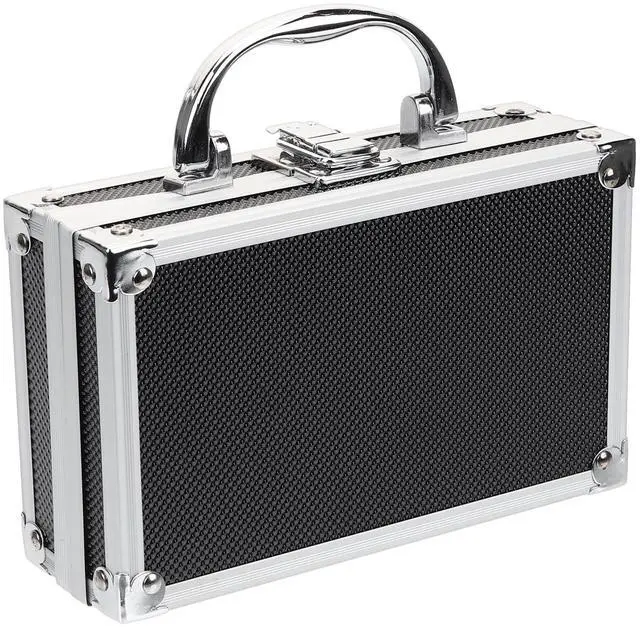 Main image of ERINGOGO Aluminum Attache Case - 7inch Lock Metal Briefcase with Ripple Foam, Hard Aluminum Carrying Case for Men, Universal Portable Tool Case for Laptop/Luggage/Instrument, Black