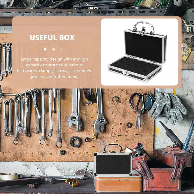 Alt view image 5 of 5 - ERINGOGO Aluminum Attache Case - 7inch Lock Metal Briefcase with Ripple Foam, Hard Aluminum Carrying Case for Men, Universal Portable Tool Case for Laptop/Luggage/Instrument, Black