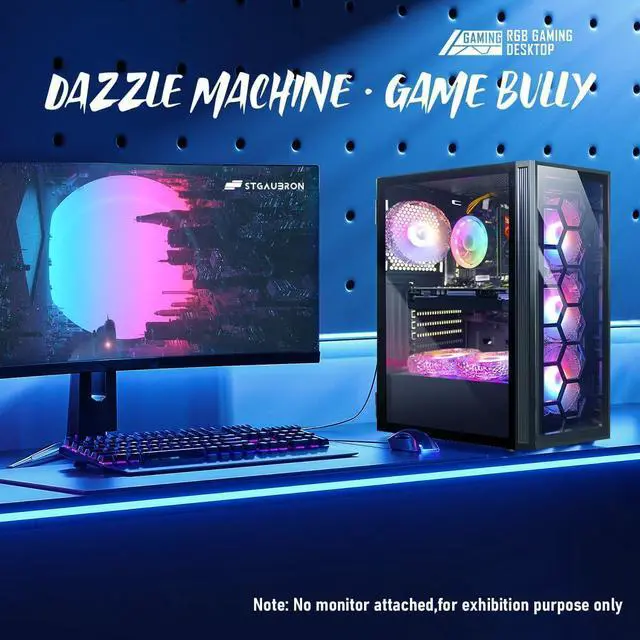 Alt view image 3 of 4 - STGAubron Gaming PC Desktop Computer, Intel Core i3-10100F up to 4.3G, GeForce GTX 1650 4G, 16GB DDR4, 512GB SSD, WiFi, BT 5.0, RGB Fan x6, Windows 11 Home