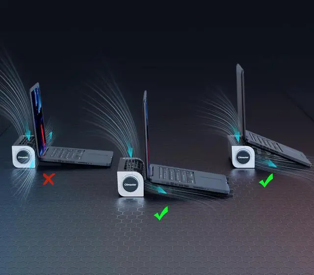 Alt view image 3 of 5 - OImaster Laptop Cooler with Adjustable Stand, Laptop Cooling Pad 3-Speed Adjustable Small Desk Fan, USB Multi Function Laptop Cross-Flow Turbine Cooling Fan for Laptop Pad Tablet Phone (1691)