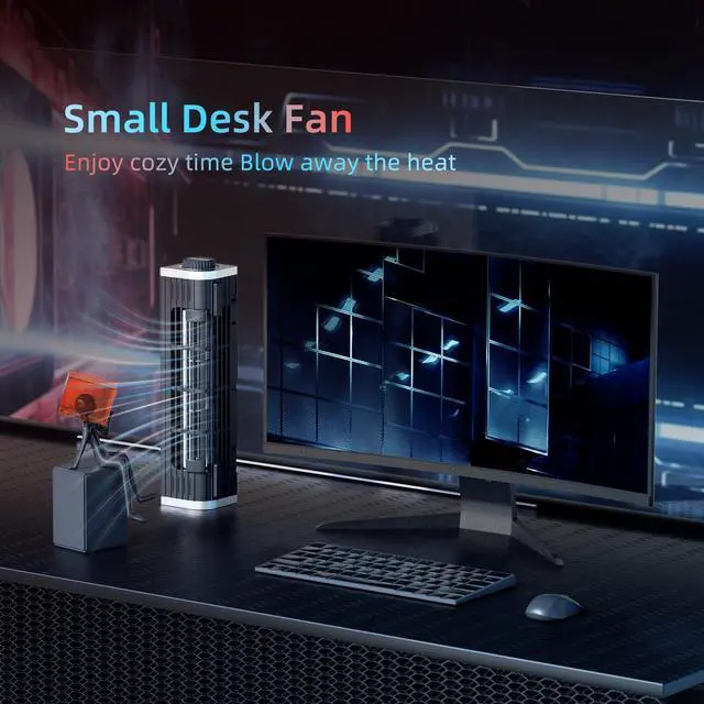 Alt view image 5 of 5 - OImaster Laptop Cooler with Adjustable Stand, Laptop Cooling Pad 3-Speed Adjustable Small Desk Fan, USB Multi Function Laptop Cross-Flow Turbine Cooling Fan for Laptop Pad Tablet Phone (1691)