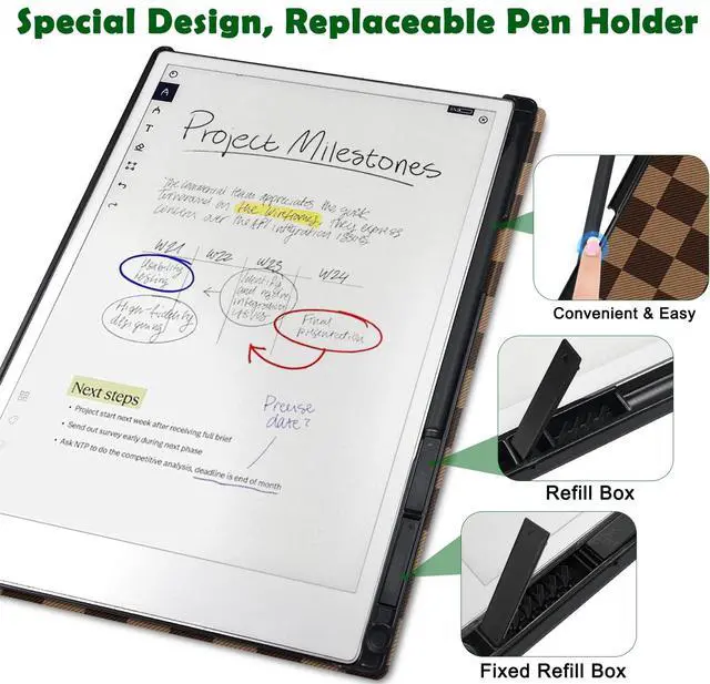 Alt view image 3 of 5 - Aippdo Case for Remarkable Paper Pro Tablet 11.8" (Released in 2024), Hard Back Shell Protective Book Folio Cover with Built-in Pen Holder, with Auto Sleep/Wake Function.