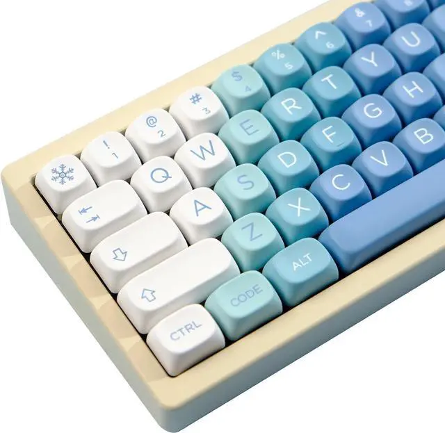 Main image of PBT Keycaps 126 Keys MOA Profile Cute Japanese Anime Theme Keycaps Set for Mechanical Keyboard, Compatible with ANSI, 60%, 65%, 75%, TKL, Full-Sized Layout (Snow Monster)
