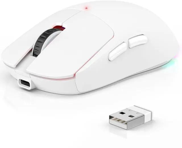 Main image of FYBC Bluetooth Wireless Gaming Mouse for PC Mac Computer Apple, Ergonomic Rechargeable Laptop Mice with Jiggler Mode, 8000DPI RGB Gaming Mouse Wired/Bluetooth 5.3/2.4G USB Tri-Mode Connect - White