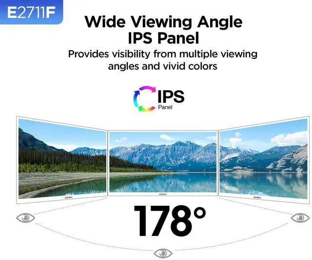 Alt view image 5 of 5 - KOORUI 27 Inch Monitor, Full HD 1080P 100Hz Computer Monitor, IPS Display, HDMI, VGA, 4ms Response Time, 100 x 100 mm VESA Mountable, Frameless, Ergonomic Tilt, Black