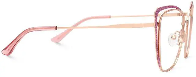 Alt view image 2 of 3 - Zeelool Cat Eye Blue Light Blocking Glasses Metal Frame Women Eyeglasses with Glitter JGM182863-01 Pink