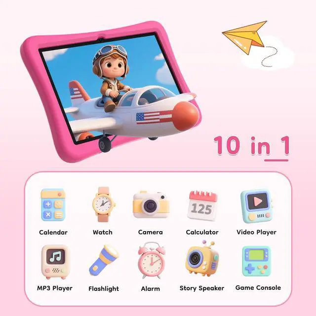Alt view image 2 of 5 - SVITOO Kids Tablet 10 Inch, Android 14 Toddler Tablet with Parental Controls, Octa-Core 12GB Ram 128GB ROM Expandable, Dual Camera,6000mah GPS WiFi, Shockproof Eva Case Pink