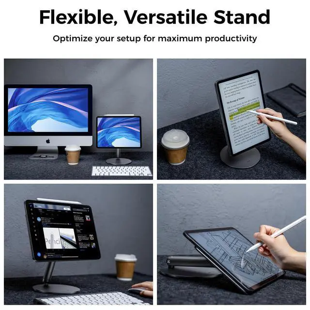 Alt view image 5 of 5 - BENKS Magnetic iPad Stand for iPad Pro 11'' M5/M4 (2025/2024), Adjustable 360° Rotating Base, Foldable Aluminum Holder for Desk, Office & Home Use