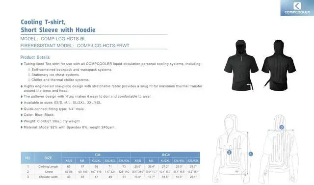 Alt view image 3 of 5 - COMPCOOLER Waistpack ICE Water Cooling System Hoodie Cooling T-shirt 1.5L Detachable Bladder Flow Control(XS/S)