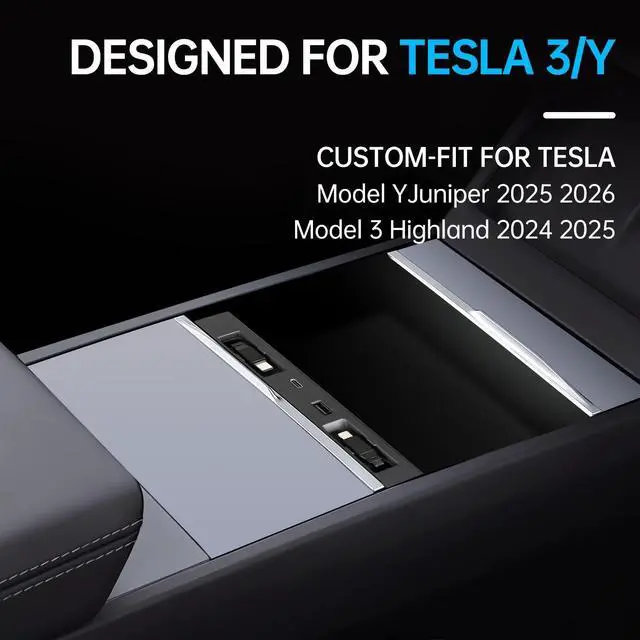 Alt view image 2 of 5 - DGXWLLW USB Hub for Tesla Model Y Juniper 2025 2026 Model 3 Highland 2024 2025 with Sunken Design, 99W 4 in 1 Multi Ports Fast Charger with Retractable Cable Docking Station fit Center Console Adapter