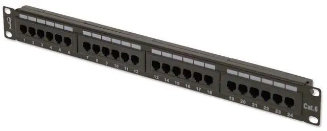 Main image of Navepoint Rackmount or Wallmount 24-Port Cat6 Patch Panel RJ45 Ethernet 568A/B Compatible