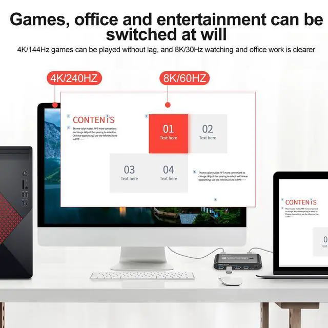 Alt view image 3 of 5 - Daoistek Kvm Switch displayport 1 Monitors 2 Computers 240hz 2 Port kvm Switches displayport 165hz PC Switch 1 Monitor 2 Computers dp 1440p 120hz 144hz 165hz 240hz (DP KVM 2 * 1)