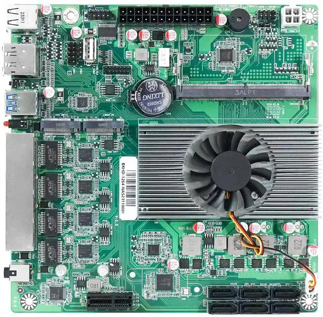 Main image of PcZinophyte 6-Bay NAS Motherboard N150 6*SATA3.0 2*M.2 NVMe 4 * 2.5G Nics 1*PCIE X1 1*DDR5 Low Power Firewall ITX Mainboard