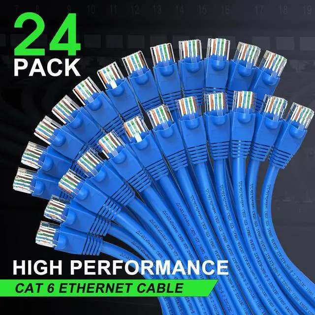 Alt view image 2 of 5 - CableGeeker Cat 6 Patch Cables 1 ft (24-Pack) - Cat 6 Ethernet Cable, Snagless RJ45, Cat 5e Cat6 Patch Cable, Cat 6 Cable, 1 Foot Cat6 Ethernet Cables, Network Cable, Internet Cable - 1 Feet Blue