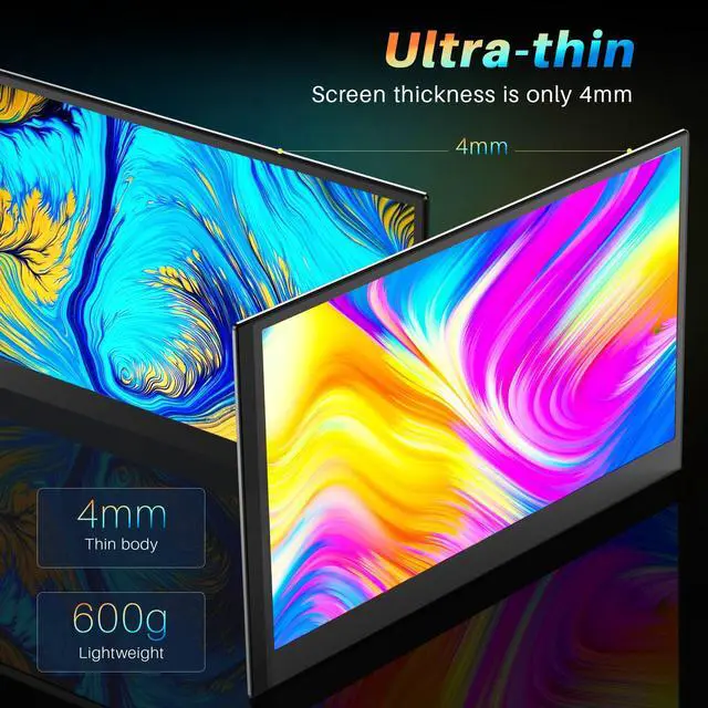 Alt view image 2 of 5 - 14" Laptop Screen Extender Ultra-Thin, Lightweight Portable Dual Laptop Monitor Extender with Speaker, FHD 1080P Travel Display, Plug & Play, HDMI/USB-A/Type-C for Laptops, Works with Win/Mac/Android