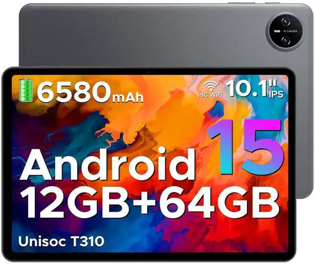 Main image of DOOGEE Tab A9 Android 15 Tablet,10 inch Tablet,Quad Core CPU Android Tablets,12GB+64GB,800x1280 Resolution,6580mAh Large Battery,Dual Speakers,8MP+5MP,OTG/Face Unlock Grey