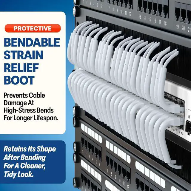 Alt view image 3 of 5 - Everest Ultra Slim Cat6a Ethernet Patch Cables 7ft (10-Pack) White - 10GB Cat 6a Patch Cable - Bendable, Flexible & Thin Ethernet Cable - Space Saving 32AWG 550MHZ Cat6a Cables - 100% Copper Wires