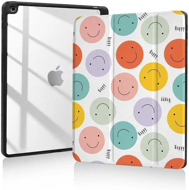 Main image of Trizoanic for iPad 11th/10th Gen Case 2025/2022 | Slim Cover w/Auto Wake, 2-Stand & Pencil Slot, Anti-Yellow Clear, Smiley Face