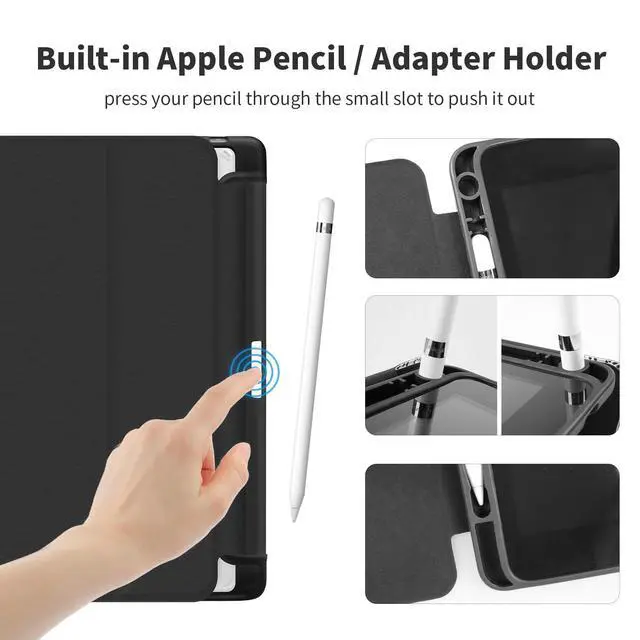 Alt view image 5 of 5 - Trizoanic for iPad 11th/10th Gen Case 2025/2022 | Slim Cover w/Auto Wake, 2-Stand & Pencil Slot, Anti-Yellow Clear, Smiley Face