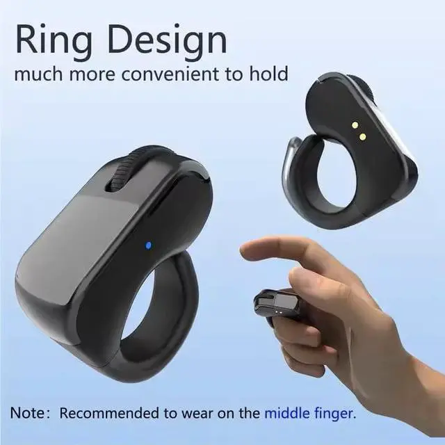 Alt view image 3 of 5 - ByteWave Bluetooth Ring Mouse with USB Receiver, touchpad Control & Rechargeable case. Works with PC, Laptop, Tablet & Mobile. Compact, Wearable Design for Scrolling, clicking & Navigating (Black)