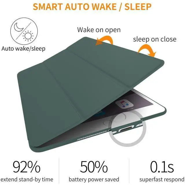 Alt view image 3 of 5 - DuraSafe Cases iPad PRO 11 2nd 2020 [ PRO 11 Inch 2 Generation ] MY232LL/A MY252LL/A MY332LL/A MY342LL/A Trifold Soft Silicone Shock Proof Magnetic Flip Case - Dark Green