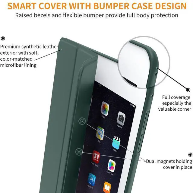 Alt view image 5 of 5 - DuraSafe Cases iPad PRO 11 2nd 2020 [ PRO 11 Inch 2 Generation ] MY232LL/A MY252LL/A MY332LL/A MY342LL/A Trifold Soft Silicone Shock Proof Magnetic Flip Case - Dark Green