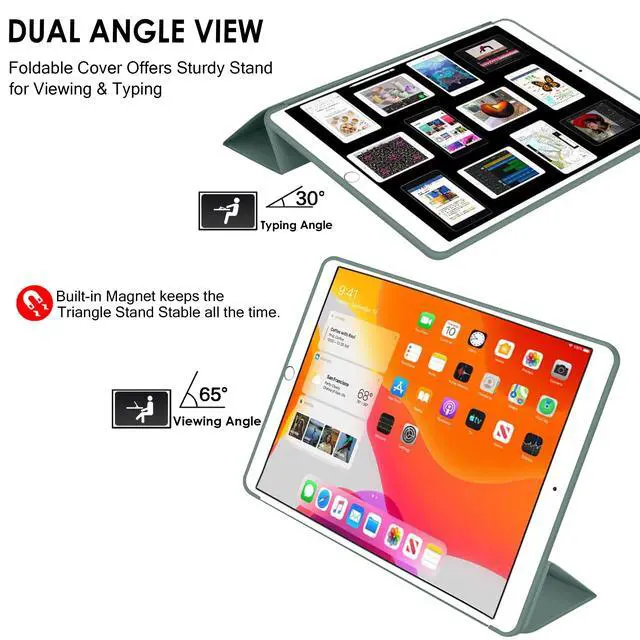 Alt view image 4 of 5 - DuraSafe Cases iPad PRO 11 2nd 2020 [ PRO 11 Inch 2 Generation ] MY232LL/A MY252LL/A MY332LL/A MY342LL/A Trifold Soft Silicone Shock Proof Magnetic Flip Case - Dark Green