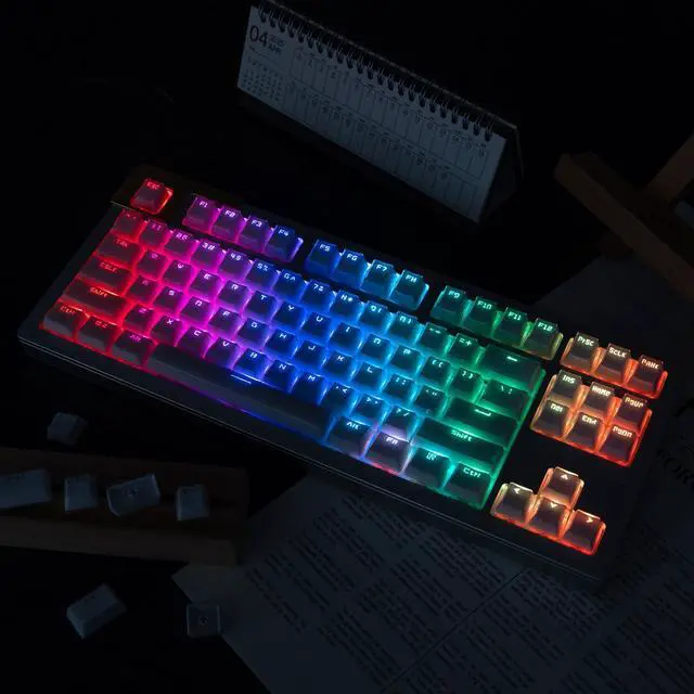 Alt view image 4 of 5 - mintcaps Crystal Jelly White Keycaps, Shine Through Translucent Custom Keyboard Keycap Set 134Keys, OEM Profile Keyboard Key caps for 60%/65%/75%/80%/95%/100% Cherry Gateron MX Mechanical