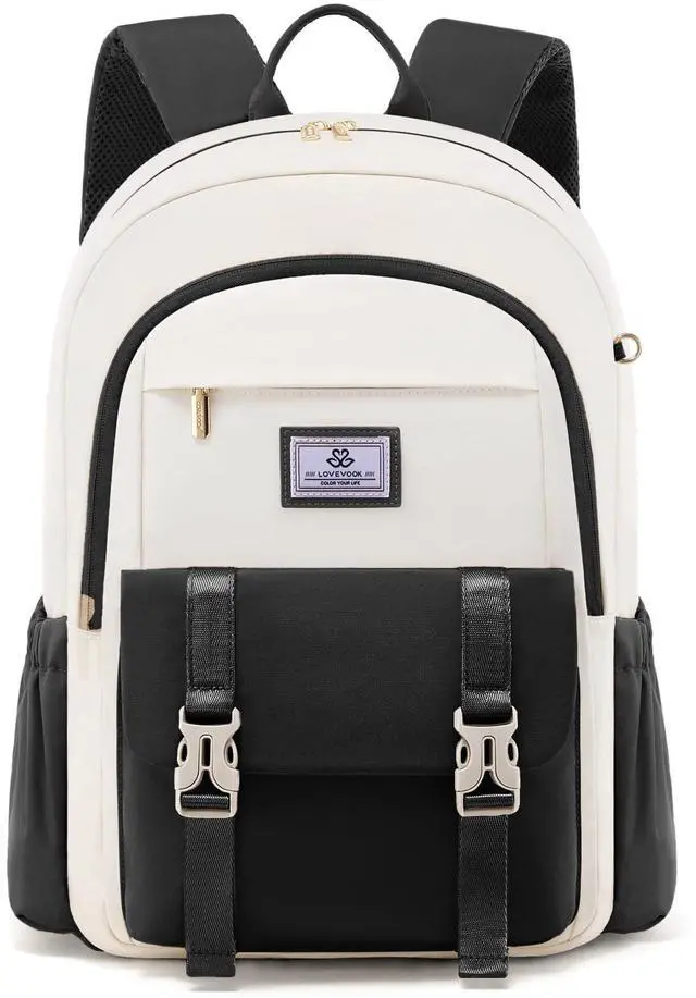 Main image of LOVEVOOK School Backpack for Girls Boys,Bookbag for Teen with Pouch Pocket for Large Capacity Cup, Waterproof School Bookbag, Preppy Backpack Travel Daypack with 15.6 inch Laptop Compartment