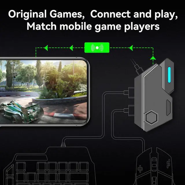 Alt view image 5 of 5 - Denash Half Hand Gaming Keyboard and Combo, PUBG K13 Keyboard with Wrist Rest and G4 Mouse, Cell Phone Stand, Keyboard and Converter 4 in 1 for Android iOS Phone