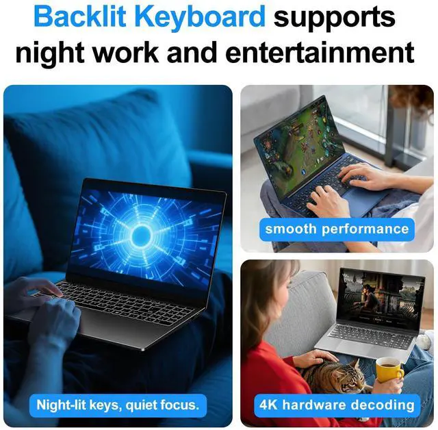 Alt view image 5 of 5 - CHIFUYOU 2025 Gaming Laptop,16 Inch Office 365 Laptop Computer,16GB RAM 512GB SSD,N150 Processor(4C/4T, Up to 3.6GHz),16" FHD 1920 * 1200 Display,WiFi 5,BT4.2, Backlit Keyboard