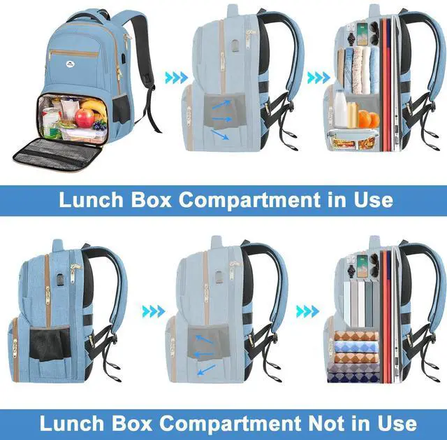 Alt view image 3 of 5 - MATEIN Lunch Backpack for Women Men, Water Resistant Insulated Backpack Cooler with 17 Inch Laptop Compartment, Padded Leak Proof Meal Prep Bookbag with Lunch Box for Commute Business Camping Hiking