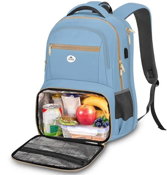 Main image of MATEIN Lunch Backpack for Women Men, Water Resistant Insulated Backpack Cooler with 17 Inch Laptop Compartment, Padded Leak Proof Meal Prep Bookbag with Lunch Box for Commute Business Camping Hiking