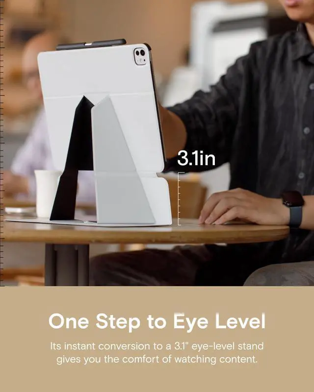 Alt view image 4 of 5 - MOFT Folio Case for iPad Pro 11-inch (M4) 2024 - Silm Stand Protective Case with Detachable Pencil Holder, Multi-Angle Viewing, MOVAS Leather Cover, Auto Sleep/Wake, Misty Cove