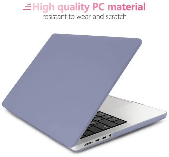 Alt view image 4 of 5 - Batianda Case for M3 New MacBook Pro 14 2021 2023 Release Model A2442/A2779 M1 M2 Pro/Max Chip, Plastic Hardshell with Keyboard Cover & Screen Protector for Mac Pro 14.2 inch, Lavender Gray