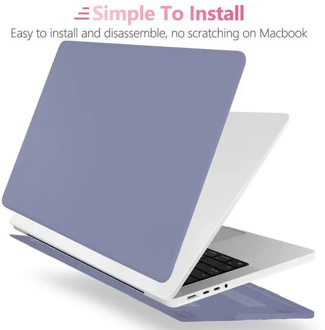 Alt view image 5 of 5 - Batianda Case for M3 New MacBook Pro 14 2021 2023 Release Model A2442/A2779 M1 M2 Pro/Max Chip, Plastic Hardshell with Keyboard Cover & Screen Protector for Mac Pro 14.2 inch, Lavender Gray