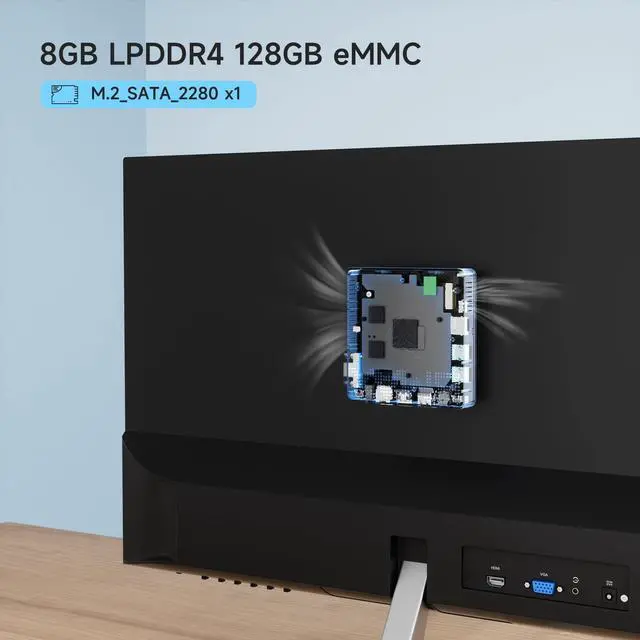 Alt view image 5 of 5 - Bmax Mini PC B1 Pro 8GB LPDDR4/128GB eMMC Celeron N4000 (Up to 2.6 GHz) Support 512GB/2TB M.2 SSD Expansion, 2.4G/5G Dual WiFi BT4.2 Micro Computer HDMI+VGA Port 4K HD Dual Display