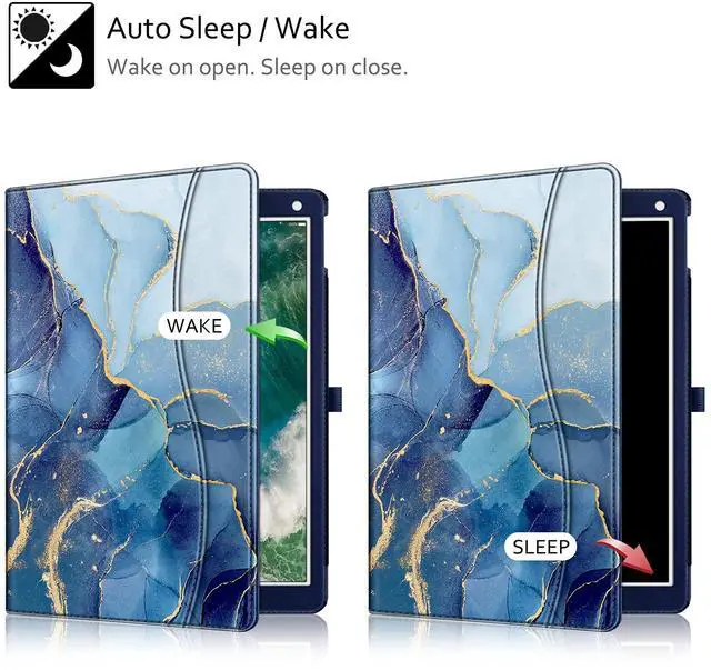 Alt view image 3 of 5 - Fintie Multi-Angle Case, 2017/2015 iPad Pro 12.9 inch (Old Model) 1st & 2nd Gen Case - [Corner Protection] Folio Stand Cover with Pencil Holder & Pocket, Auto Wake/Sleep, Ocean Marble