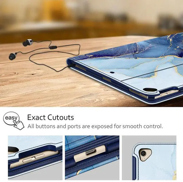 Alt view image 5 of 5 - Fintie Multi-Angle Case, 2017/2015 iPad Pro 12.9 inch (Old Model) 1st & 2nd Gen Case - [Corner Protection] Folio Stand Cover with Pencil Holder & Pocket, Auto Wake/Sleep, Ocean Marble