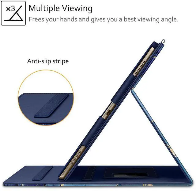 Alt view image 4 of 5 - Fintie Multi-Angle Case, 2017/2015 iPad Pro 12.9 inch (Old Model) 1st & 2nd Gen Case - [Corner Protection] Folio Stand Cover with Pencil Holder & Pocket, Auto Wake/Sleep, Ocean Marble