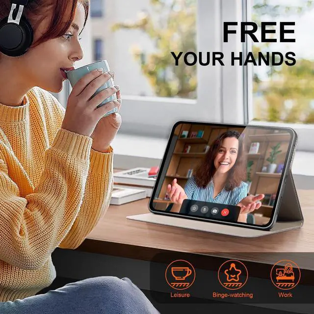 Alt view image 3 of 5 - XFYKJIN Case for iPad Pro 12.9 in 6th / 5th/ 4th /3th Gen 2022/2021/2020/2018, Leather Protective Shockproof Smart Cover Adjustable Stand - Auto Wake/Sleep and Multiple View Angles, Brown